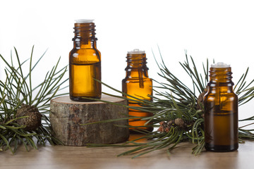 Pine essential oils and pine twigs