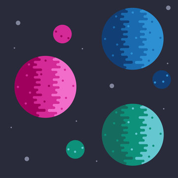 Colored magic planets with stars,vector, illustration,