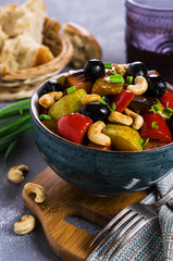 Steamed vegetables with olives