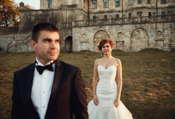  funny couple  playing with each other on nature