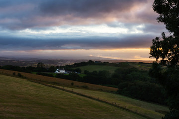 Fototapeta na wymiar Rural contryside in evening