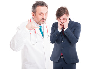 Doctor doing call gesture