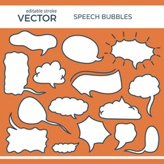 Fototapeta premium Sketched Speech Bubbles with Editable Stroke
