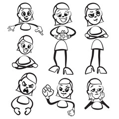 Strichmännchen Serie Emotionen - Freude und Ärger Set