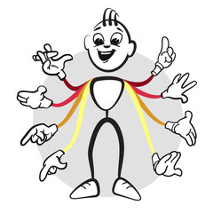 Strichmännchen Serie Emotionen - viele Arme