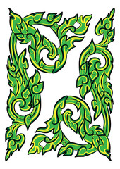vector illustration of traditional green Thai ornament