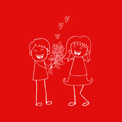 Boy and Girl with flowers 