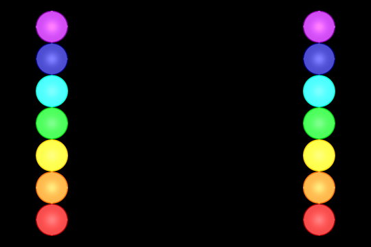 Illustration of the seven chackras on a black background