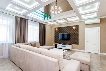 Hi-tech house. Living room with daylight