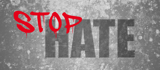 stop hate concrete banner - obrazy, fototapety, plakaty