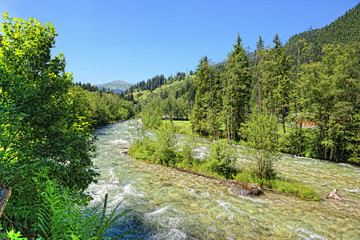 Zillertal valley in European Alps (Austria) in summer time.
