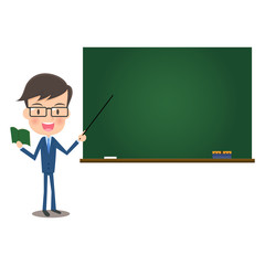 黒板で説明する男性教師