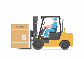 Man driving a forklift