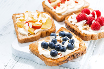 sweet toast with different toppings