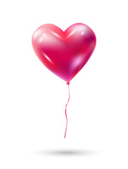 Fototapeta na wymiar Heart balloon shape icon. Vector decoration. Red Heart balloon isolated on white. Heart wallpaper romance love symbol for Valentine's Day, Birthday, Wedding, greeting card, invitation, advertising.