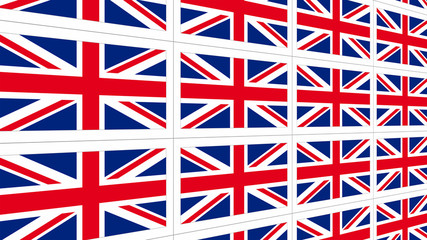 Sheet of postcards with national flag of UK. Sate symbol of Great Britain nation and government.