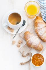 traditional breakfast with fresh croissants 