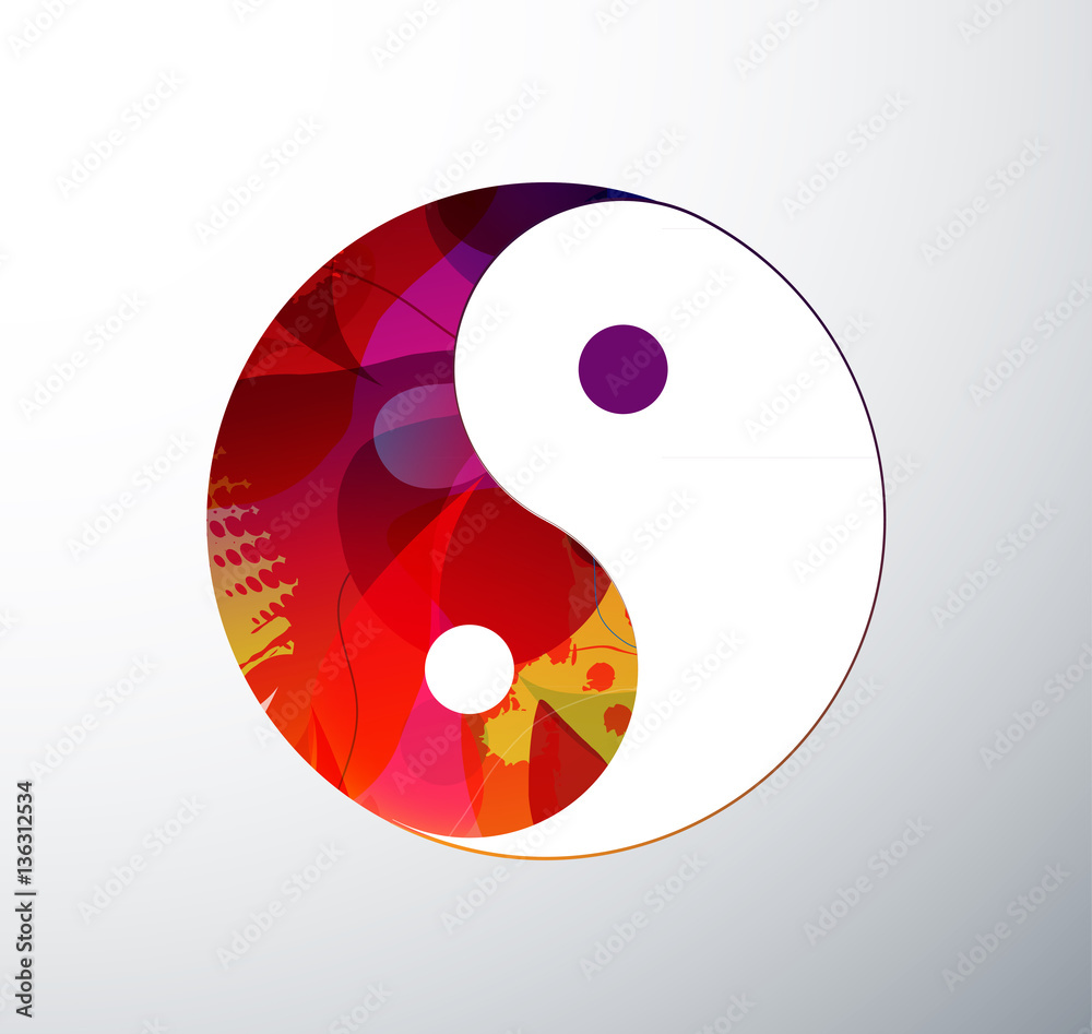 Canvas Prints yin yang symbol illustration created from abstract colorful obje