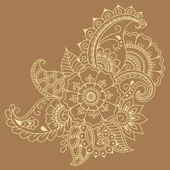 Henna tattoo flower template. Mehndi style. Set of ornamental patterns in the oriental style.
