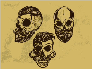 Set of vintage barber shop design