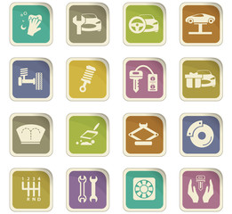 Car shop icons set