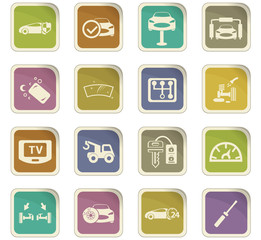 Car shop icons set