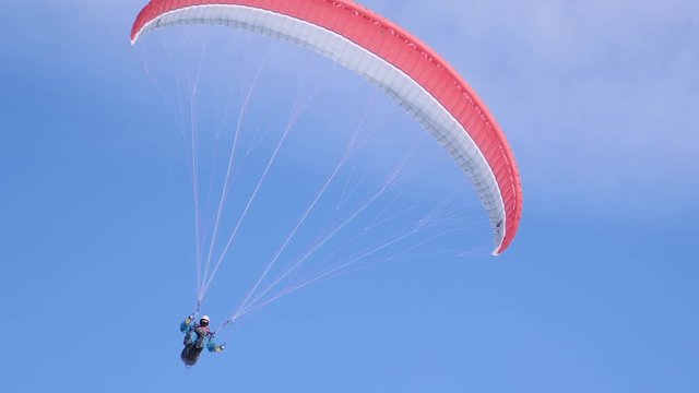 A para-glider landing after an enjoying flight...
