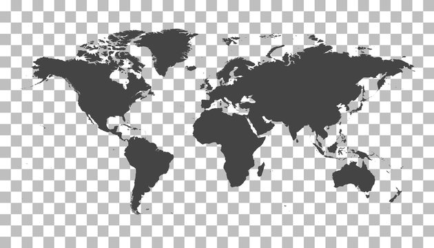 Blank black world map on isolated background. World map vector template for website, infographics, design. Flat earth world map illustration © Lysenko.A