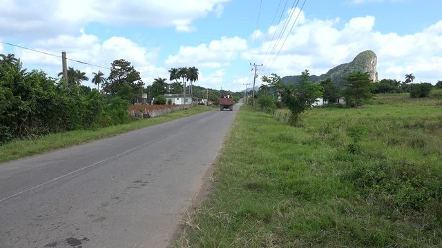 Cubans transportation in the back of a truck (soviet ZIL) in the  Vinales valley. Pinar del Rio, Cuba