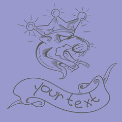 Эмблема леопард в короне и текст на ленте