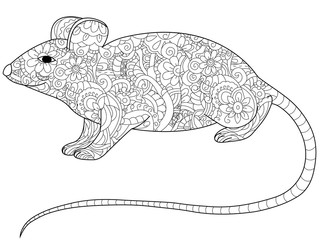 rat Coloring book vector for adults