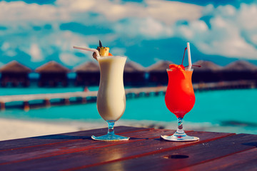 Two cocktails on luxury beach resort