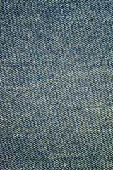 Vintage blue jeans, denim texture background.