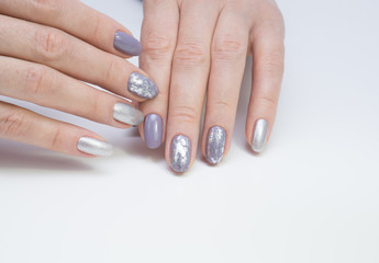 Hands and natural nails, ideal clean manicure. Decorated with stylish elements