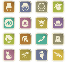 Genres of cinema icons set