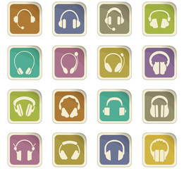 Headphones icons set