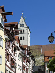 Fachwerkhäuser in der Altstadt von eersburg am Bodensee, Baden-Wuerttemberg, Deutschland, Europa