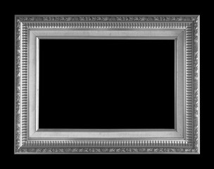 Gray picture frame on black background.