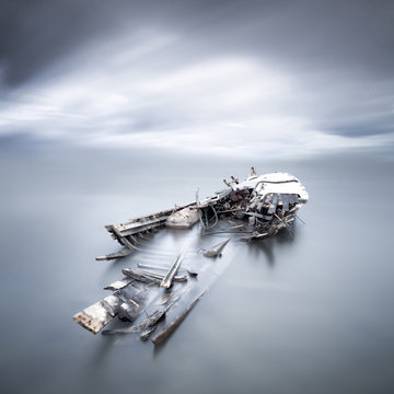 France, Occitanie, Leucate, wrecked ship