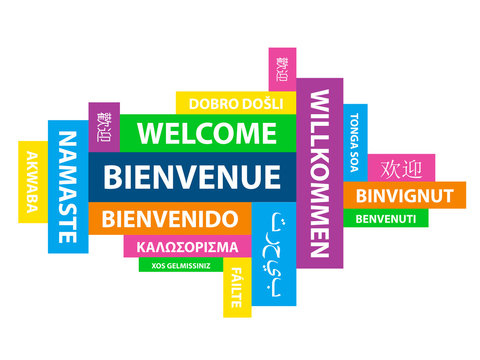 Nuage de Tags "BIENVENUE" avec traductions multilingues