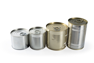 metal cans on a white background.