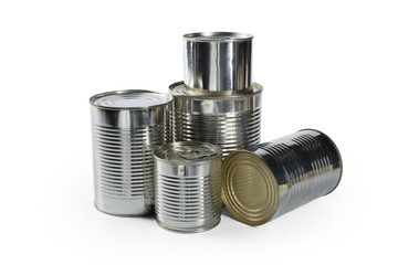metal cans on a white background.