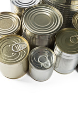 metal cans on a white background.