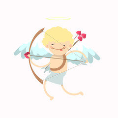 Flat cupid. Cartoon character. Vector isolated illustration