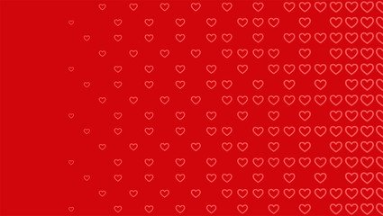 Halftone pattern background, heart shapes, vintage or retro graphic with place for your text. Halftone digital effect with red color.