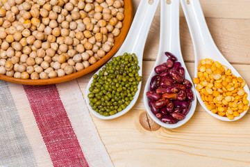 Group of colorful various beans