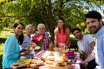 Portrait of happy family in park