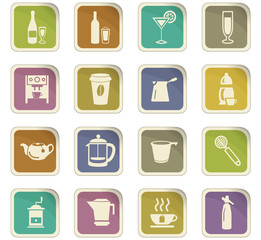 Utensils for the preparation of beverages icons