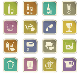 Utensils for the preparation of beverages icons