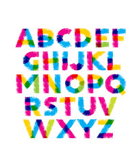 Funny Hand Drawn Coloured Alphabet ABC. Creative Vector Typography Concept